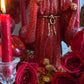Santa Muerte Roja Figure Candle + 24K Gold + Baptized + Blessed + Fixed