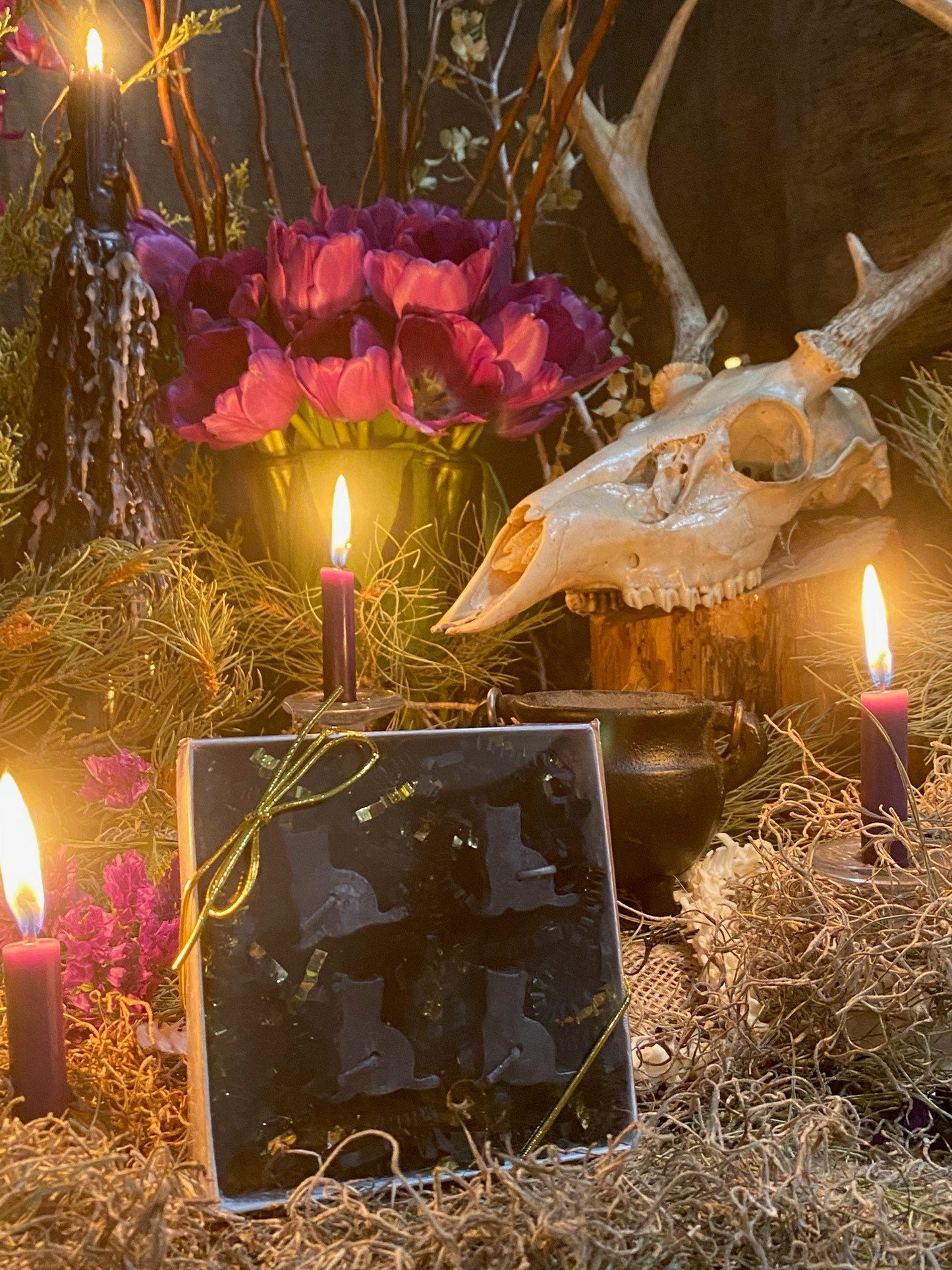 Black Cat Tealight Candles + Gift Box + Luck + Gambling + Samhain + Halloween