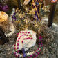 Santa Muerte Morada Rosary + Purple + Blessed + Sterling Silver Plated Chain + Handcrafted + Rosario
