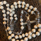 Santa Muerte Blanca Rosary with Large Bone Beads & Santa Muerte Cross de Hilo + Blessed + Handcrafted + Rosario