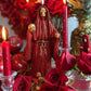 Santa Muerte Roja Figure Candle + 24K Gold + Baptized + Blessed + Fixed
