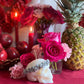 Skull Candle with Metallic Roses + Hand Painted