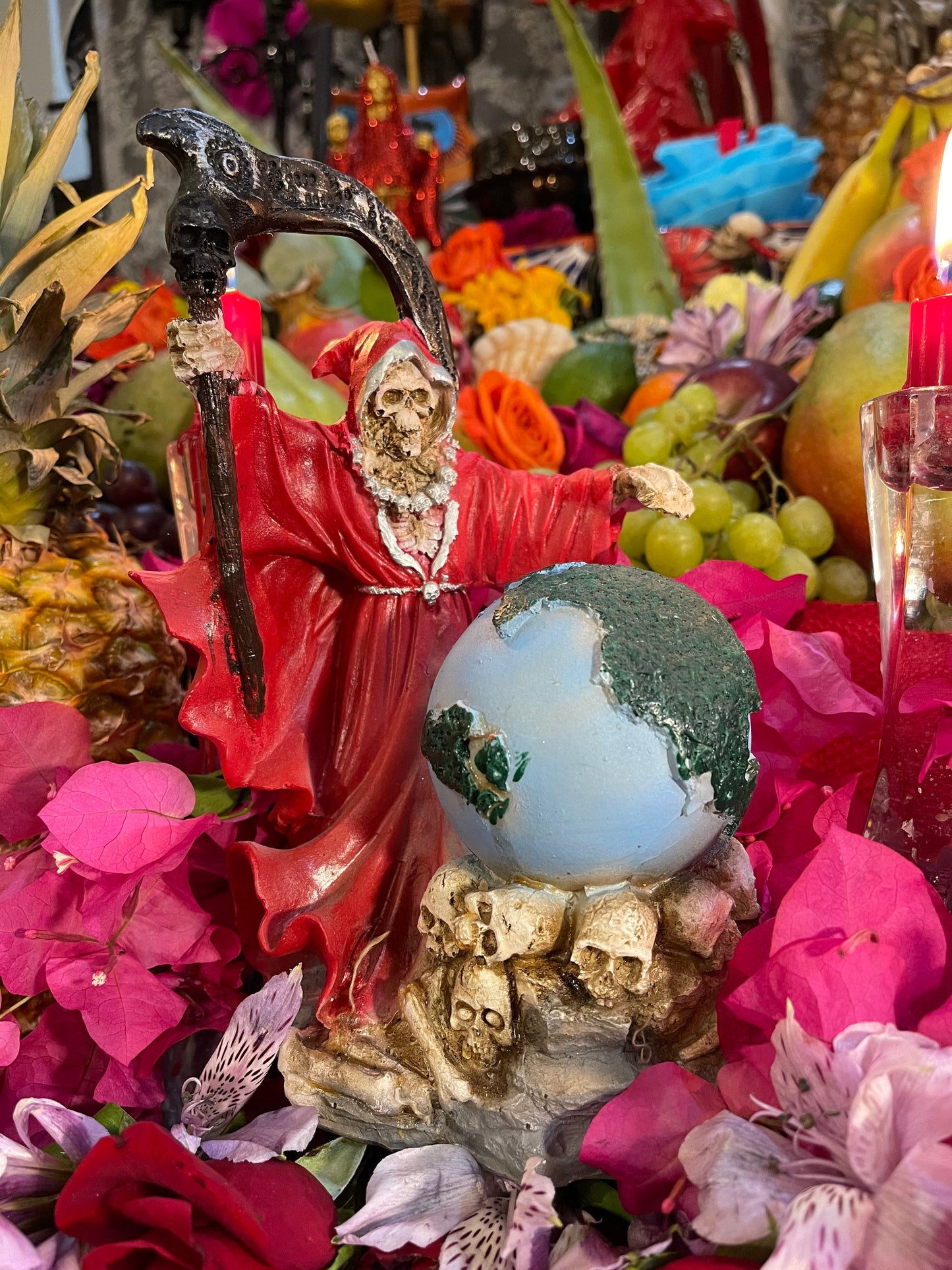 Santa Muerte Roja Statue 9” + Baptized + Vencedora + Fixed + Made in Mexico