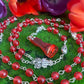 Santa Muerte Roja Rosary + Red Carnelian + Blessed + Sterling Silver Plated Chain + Gemstone + Handcrafted + Rosario