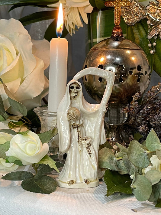 Santa Muerte Blanca Abundance Statue + Baptized + Fixed + Made in Mexico