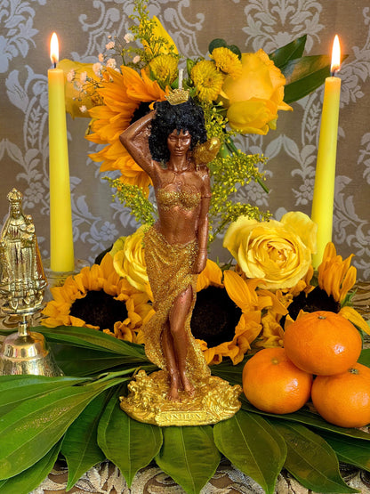 Vela preparada de Oxum + Folha de ouro 24K + Espírito africano do amor e da prosperidade + Orixá + Santeria + Ifá