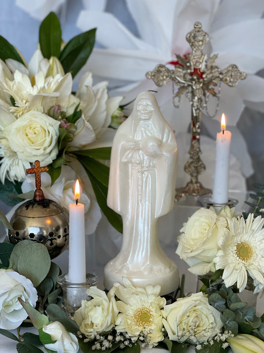 Vela Santa Muerte Blanca + Bendita + Oro 24K + Pureza + Psíquica + Sanación + Limpieza