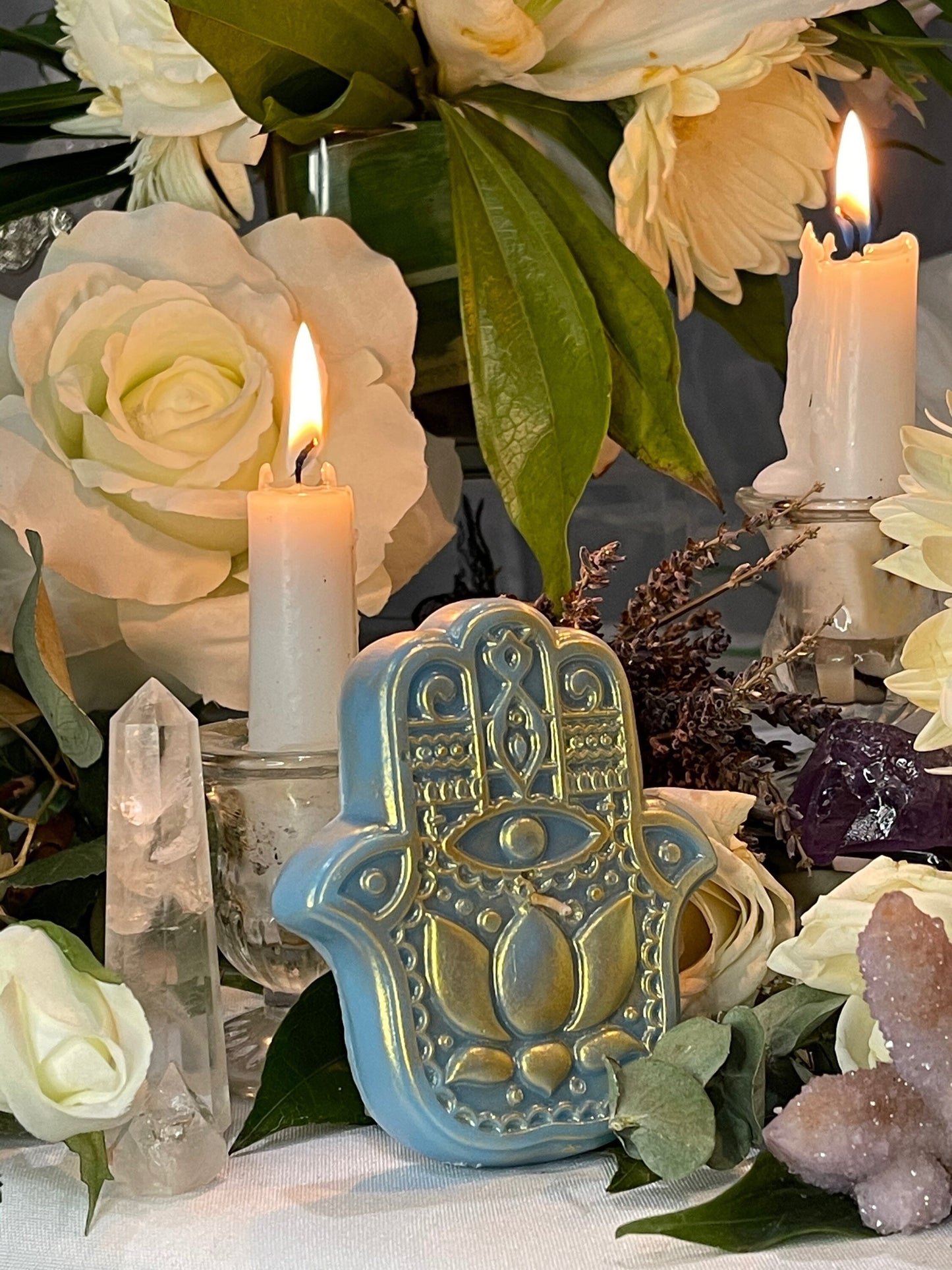 Hamsa Candle + Protection Against Evil Eye