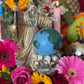 Santa Muerte Dorada Statue 9” + Baptized + Vencedora + Fixed + Made in Mexico