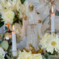 Santa Muerte Blanca Figure Candle + 24K Gold + Baptized + Blessed + Fixed + Purity + Cleansing + Psychic + Healing