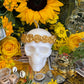 Skull Candle with Gold Roses + Hand Painted
