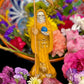 Santa Muerte Amarilla / Yellow Statue with Dress + 24K Gold + Baptized + Fixed + Made in Mexico