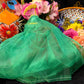 Santa Muerte Verde / Green Statue with Dress + Baptized + Fixed + Made in Mexico + 24K Gold Leaf on Scythe