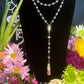 Rosario Santa Muerte Tres Metales + Dorada Bendita + Plata + Cobre + Prosperidad + Cadena Bañada en Plata de Ley + Artesanal + Rosario