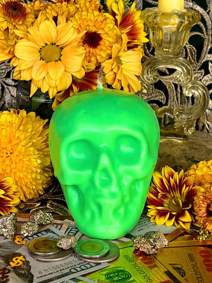 Neon Skull Candle + Influence Thoughts + Mental Health + Glows under Blacklight