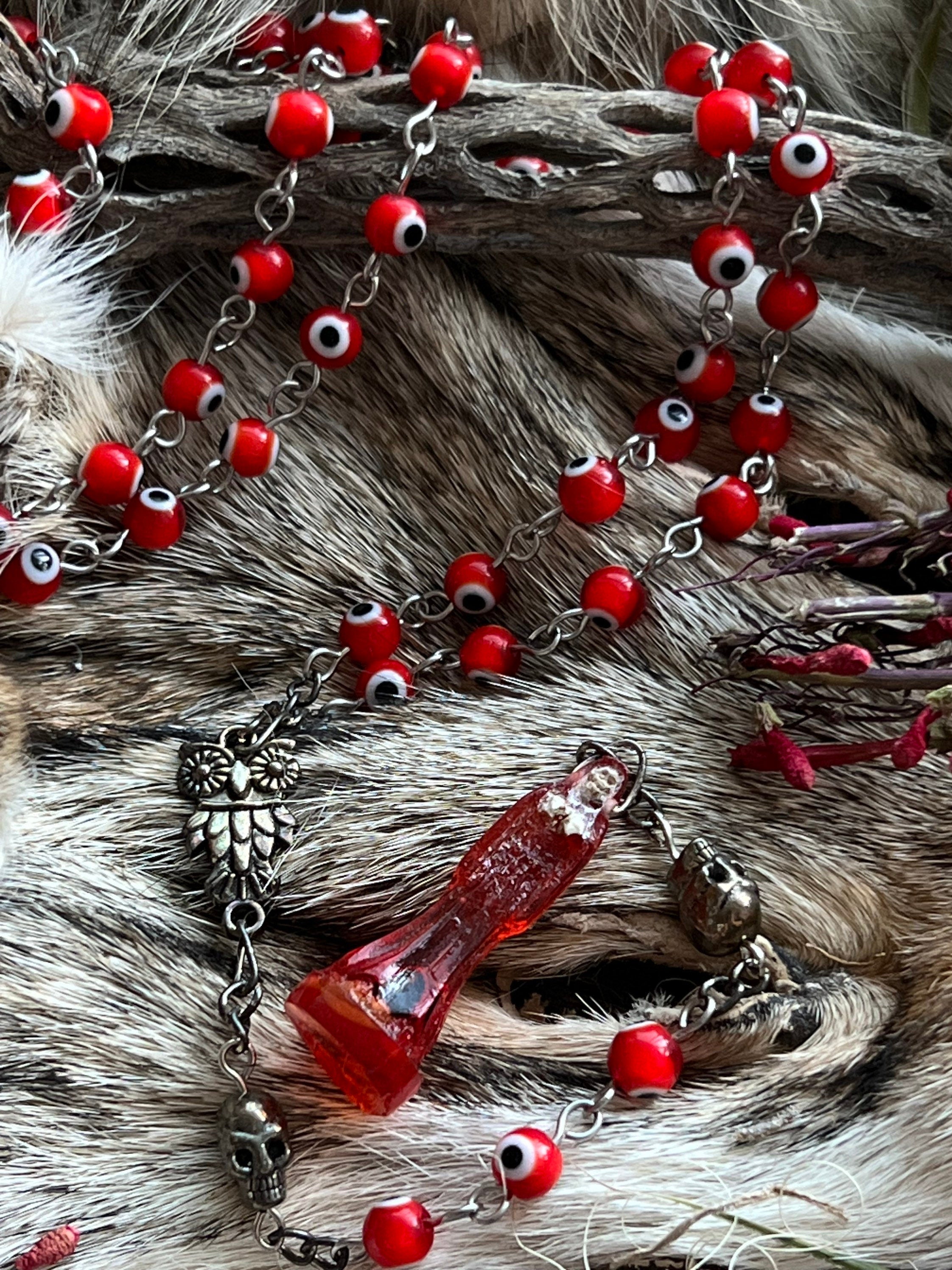 Evil Eye Santa on sale Muerte Rosary