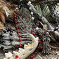 Santa Muerte Traditional Robes Rosary + Gemstone + Traditional Colors + Three Robes + Sterling Silver Plated Chain + Handcrafted + Rosario