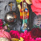 Santa Muerte Siete Colores Statue with Dress + Baptized + Fixed + Made in Mexico + 24K Gold Leaf