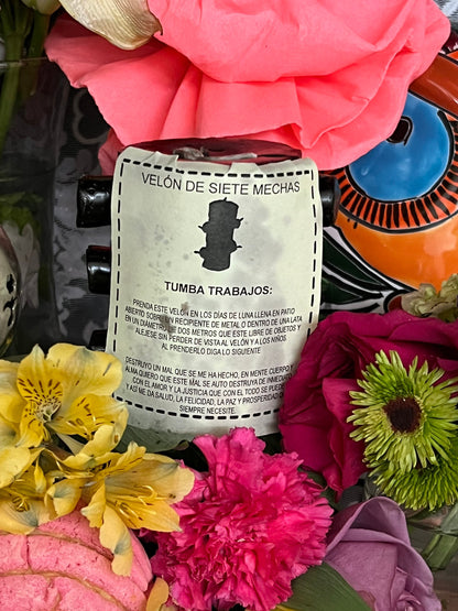 Vela quebra-feitiço + Tumba Trabajos + 7 mechas + Fabricada no México