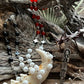 Santa Muerte Rosary with Tricolor Gemstone Beads & Santa Muerte Cross + Three Robes + Sterling Silver Plated Chain + Handcrafted + Rosario