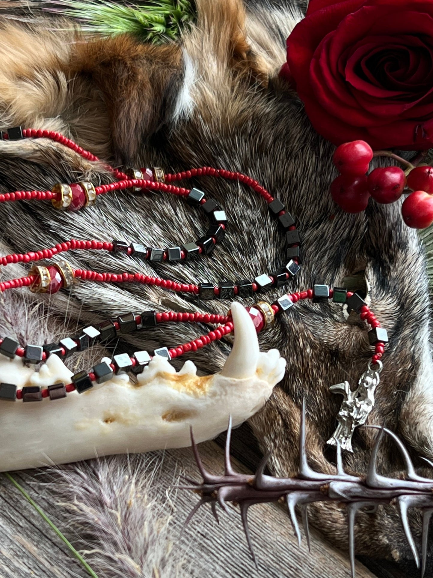 Santa Muerte Roja Rosary + Blessed + Handcrafted in Mexico + Rosario