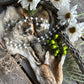Santa Muerte Blanca Rosary + Sterling Silver Plated Chain + Gemstone + Handcrafted + Rosario