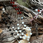 Santa Muerte Rosary with Tricolor Gemstone Beads & Santa Muerte Cross + Three Robes + Sterling Silver Plated Chain + Handcrafted + Rosario