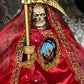 12” Santa Muerte Roja Statue with Dress + Baptized + Fixed + Made in Mexico + 24K Gold Leaf on Scythe