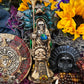 Santa Muerte Azteca Statue + 24K Gold + Baptized + Fixed + Made in Mexico