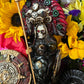 Santa Muerte Azteca Statue + 24K Gold + Baptized + Fixed + Made in Mexico + Aztek
