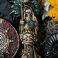 Santa Muerte Azteca Statue + 24K Gold + Baptized + Fixed + Made in Mexico