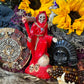 Santa Muerte Roja Imperial Statue + 6.5” + Baptized + Fixed + Made in Mexico
