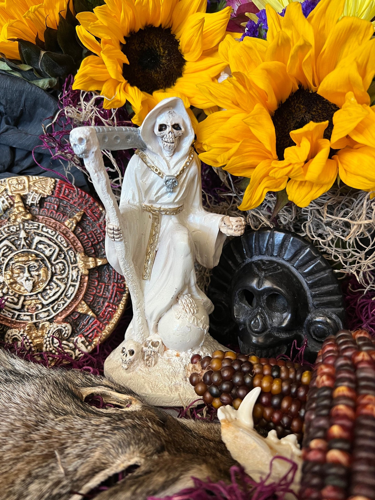 Santa Muerte Blanca Imperial Statue + Baptized + Fixed + Made in Mexico