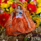 La Santa Muerte Naranja / Orange Statue with Dress + Baptized + Fixed + Made in Mexico