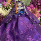 Santa Muerte Morada / Purple Statue with Dress + Baptized + Fixed + Made in Mexico + Psychic + Healing + Spirituality + 24K Gold Leaf