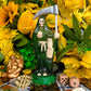 Santa Muerte Verde Statue + Green + Baptized + Transparent + Fixed + Made in Mexico