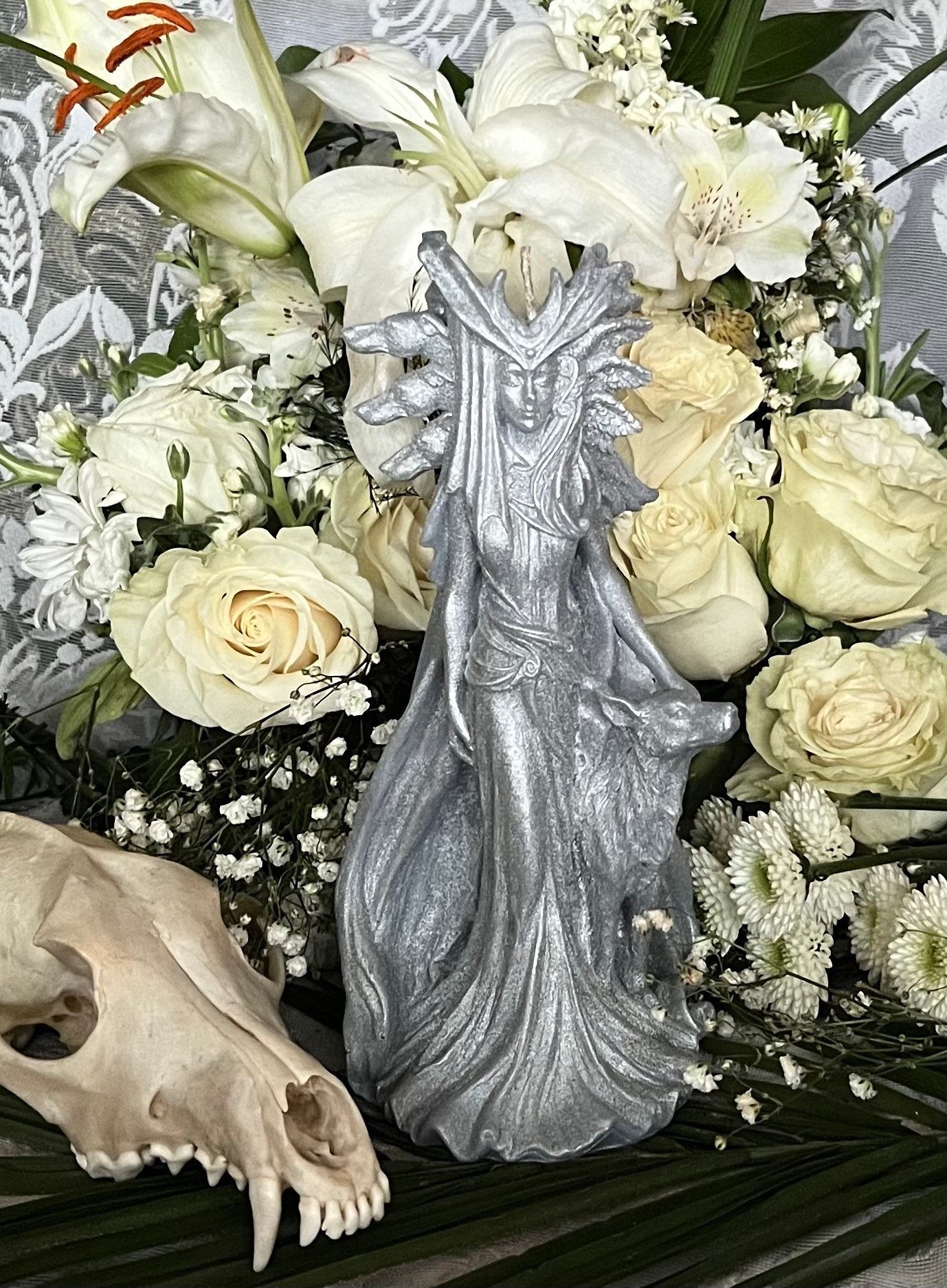 Silver Hecate Candle + Greek + Hekate + Wicca + Witch