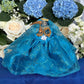 Santa Muerte Azul / Blue Statue with Dress + 24K Gold + Baptized + Fixed + Made in Mexico