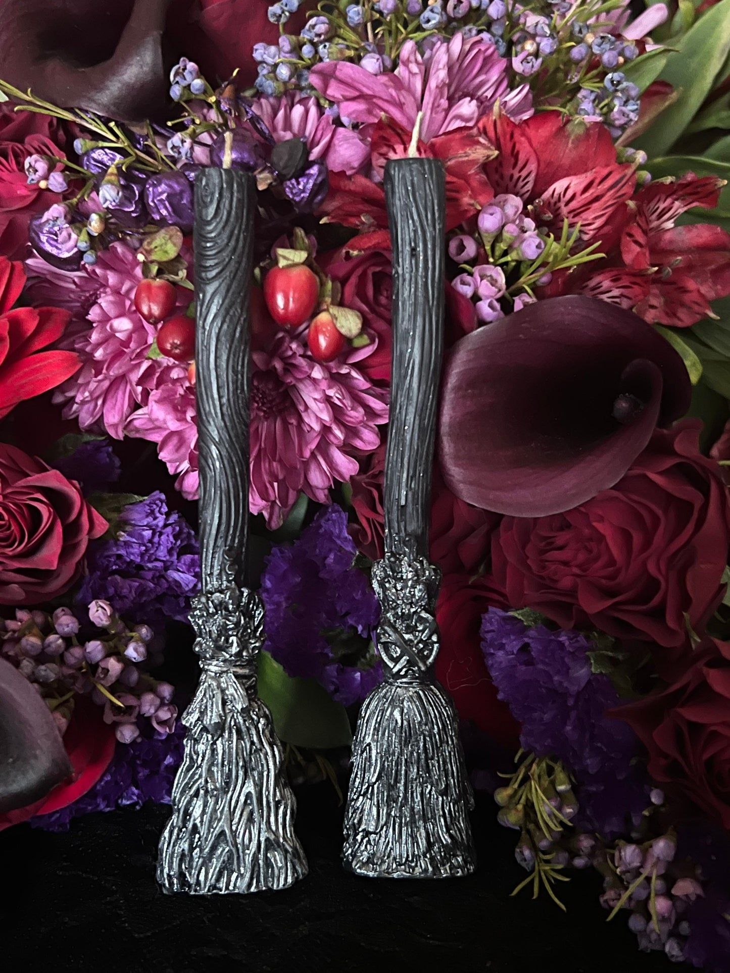 Broom Candles + Set of 2 + Witch + Samhain + Halloween