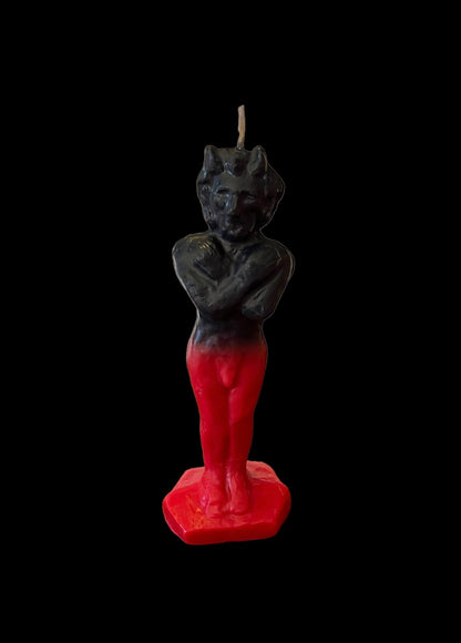 Vela con figura del diablo invertido + Corre, diablo, corre + Repeler el mal + Corre Diablo