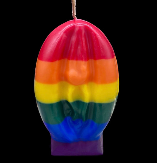 Round Rainbow Vagina Candle + Vulva + Queer Pride