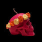 Vela Calavera con Rosas Naranjas y Amarillas + Pintada a mano